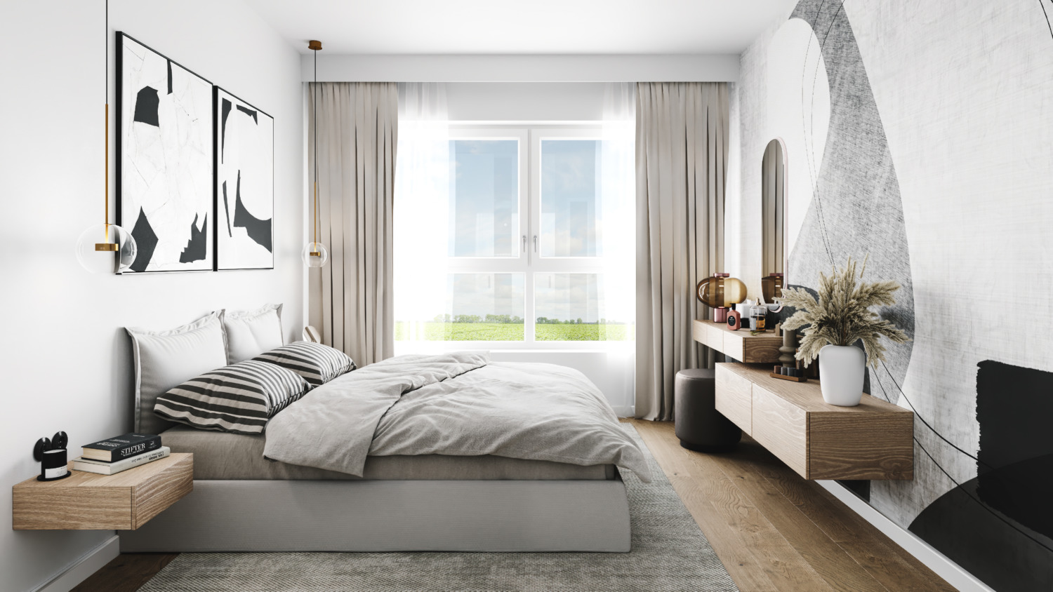 bedroom visualization modern glamour