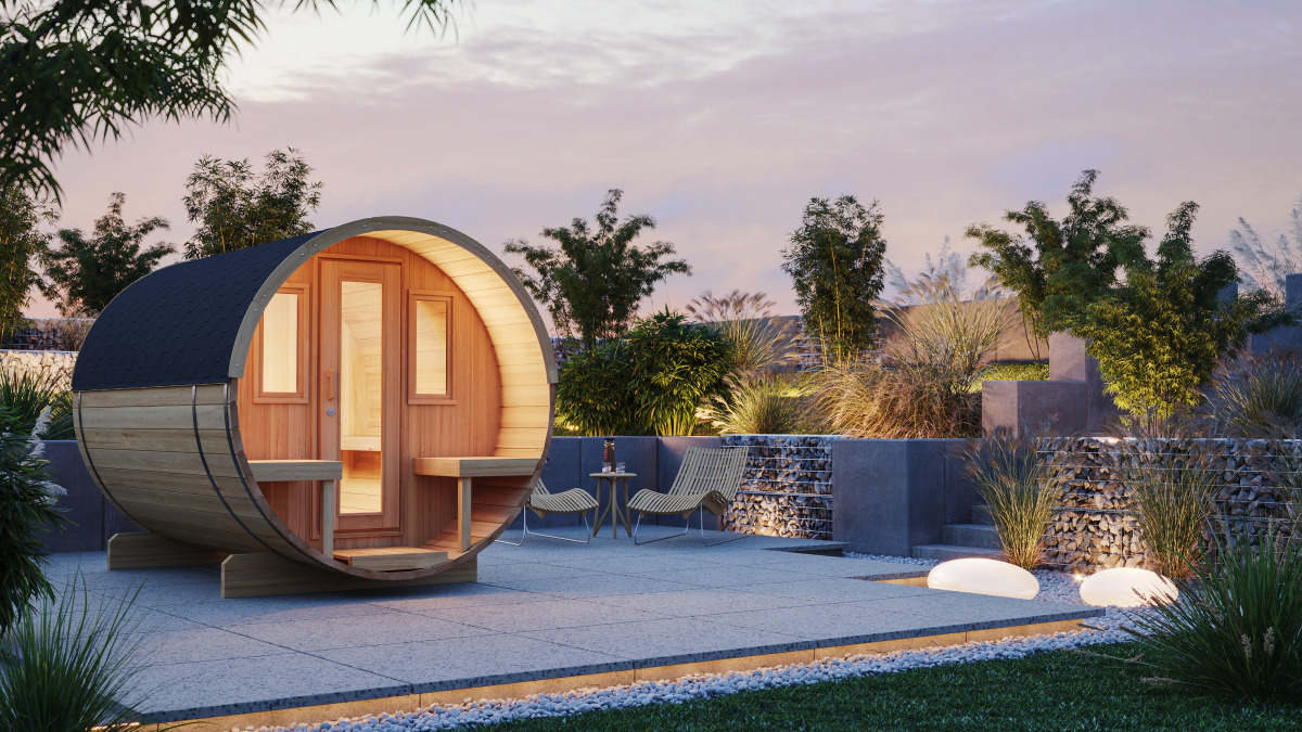 saunafass visualisierung garten luxus